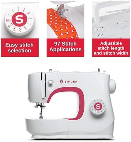 SINGER MX231 Lightweight & Portable Sewing Machine with Accessory Kit & Foot Pedal | 97 Stitch Applications, LED Light & 1-step Buttonhole | Great for Crafts & Mending