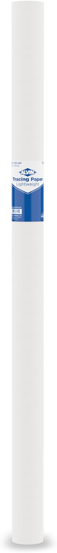 ALVIN 55W-L Lightweight Tracing Paper Roll, White, Suitable with Ink, Charcoal, Felt Tip Pen, for Sketching or Detailing - 36 Inches x 50 Yards, 1-inch Core