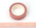 Heart Cursive Pattern Bronzing Foil Embossed Pink Printing Washi Tape Decorative Self Adhesive Masking Tape 15mm x 10 Meters for Scrapbooking