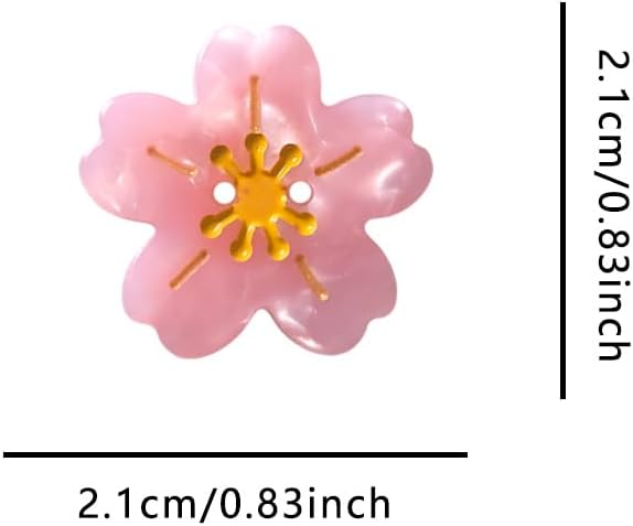 Pink Flower Shaped Buttons for Crafts,Acetate Button for Clothes,Buttons for Sewing,Button Bulk,Pack of 6