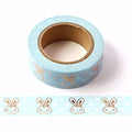 Syntego Blue with Rose Gold Foil Rabbits Washi Tape 15mm x 10m