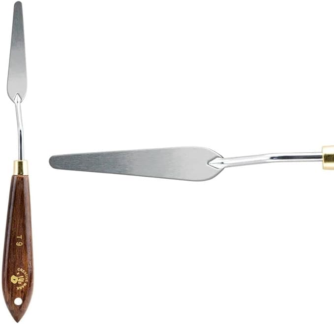 Creative Mark Stainless Steel Palette Knife Painting Tools - Paint Palette with Wooden Handle - Variety of Shapes and Sizes - 9T, 2-5/8 in