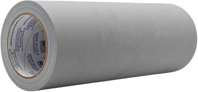 WOD GTC12 Gaffer Tape, Gray Low Gloss Finish Film, 12 inch x 60 ft. Residue Free, Non Reflective Cloth Fabric, Secure Cords, Water Resistant, Photography, Filming Backdrop, Production