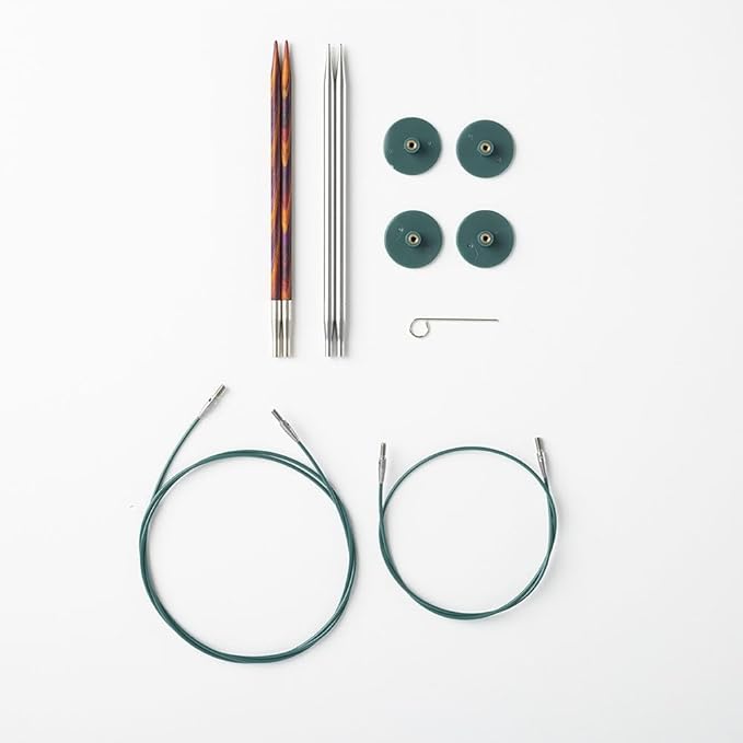 Knit Picks Try It Wood and Stainless Steel Interchangeable Knitting Needle Set - US 6 and 7 (Radiant and Reflections Stainless Steel)