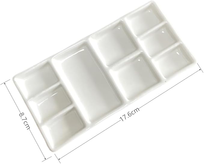 Travel Watercolor Palette, Portable Ceramic Paint Palette with 9 Wells, Empty Wet Palette, Metal Paint Box with Porcelain Palette（Iron Box Style）