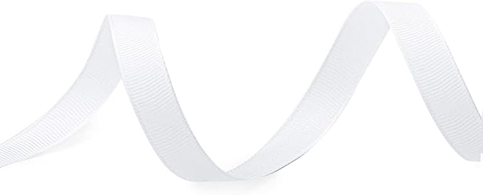 LIUYAXI 1/2" X 50 Yards Solid White Grosgrain Ribbon, Perfect for Crafts, Wedding Decor, DIY Hair Accessories, Sewing, Gift Package Wrapping and More