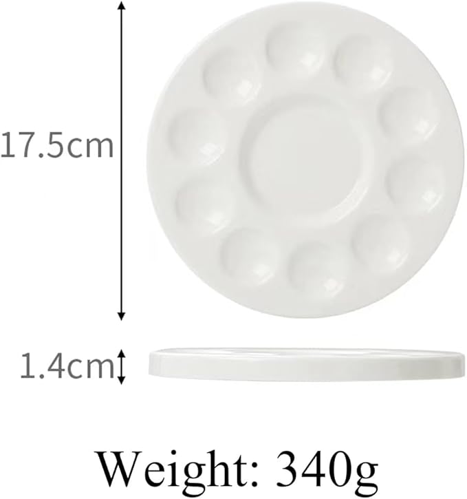 11 Wells Round Porcelain Porcelain Watercolor Palette Paint Tray Palettes Ceramic Watercolor Pallets Paint Holder Painting Palette for Kids or Students to Paints on School Project or Art Class