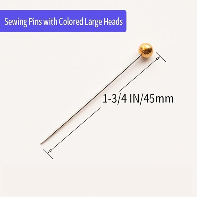 Long Quilting Pins 500 Pcs, 1.75 Inch with Colored Large Heads, Sewing Pins,Straight Pins for Fabric & Dressmaking
