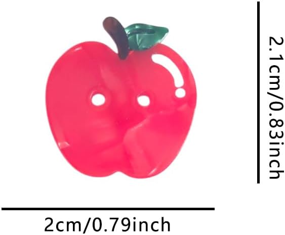 Cute Red Apple Buttons for Crafts,Acetate Button for Clothes,Cute Buttons for Sewing,Button Bulk,Pack of 6