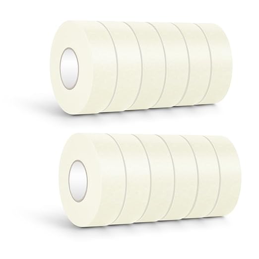 NETEHA 12 Rolls Painters Tape Masking Tape 1 Inch x 55 Yard, No Residue Adhesive Tape for Wall Painting, Decoration Labeling and DIY Crafts (Beige White)