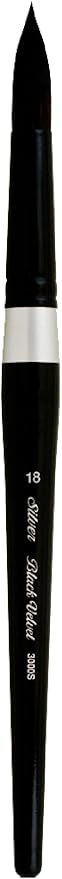 Silver Brush Limited 3000S-18 Black Velvet Round Paintbrush for Watercolor, Gouache, Inks, & Dyes, Size 18, Short Handle