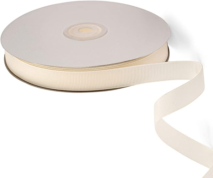 LIUYAXI 5/8" X 50 Yards Solid Ivory/Cream Grosgrain Ribbon, Perfect for Crafts, Wedding Decor, DIY Hair Accessories, Sewing, Gift Package Wrapping and More