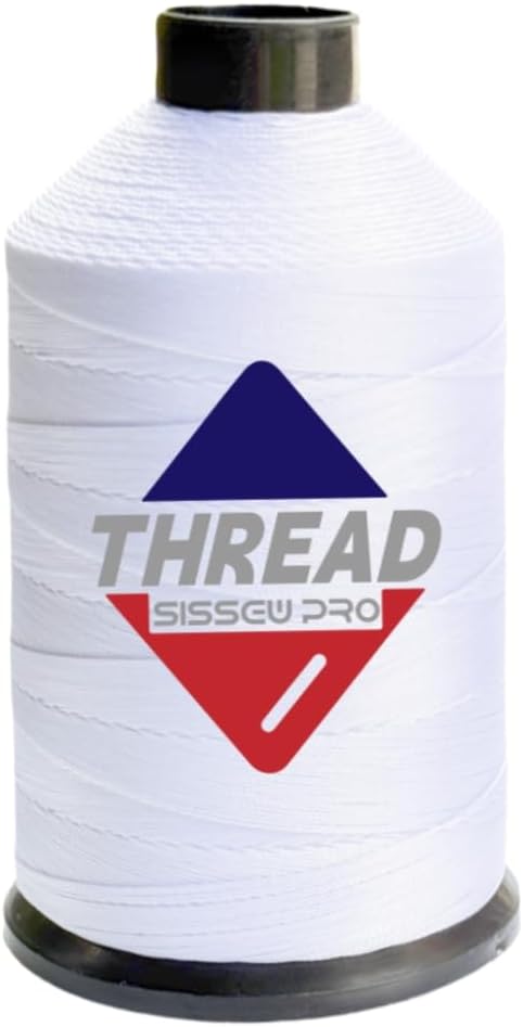 Sissewpro 8oz Bonded Nylon Thread 138 Upholstery Thread Heavy Duty for Sewing Machine Strong White Threads for Leather Crafts Furniture Cusion,Boats Car Cover Seats,Canvas,Tex135,1500yds (White)