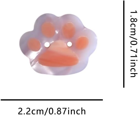 Novelty Puppy Paw Shaped Buttons for Crafts,Acetate Button for Clothes,Buttons for Sewing,Button Bulk,Pack of 6