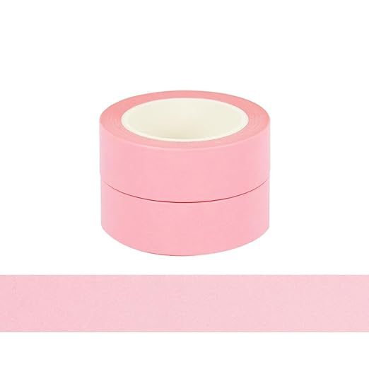 NatSumeBasics Pastel Washi Tape Solid Pink Washi Tapes 2 Pcs 32 Ft. Decorative Masking Tape Self-Adhesive Duct Craft Tapes for Packaging Decor Journals Scrapbooks Planners DIY Gift (Pink)
