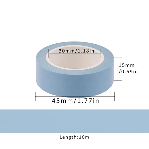 NatSumeBasics Pastel Washi Tape Solid Light Blue Washi Tapes 2 Pcs 32 Ft. Decorative Masking Tape Self-Adhesive Craft Tapes for Packaging Decor Scrapbooks DIY Gift(Light Blue)