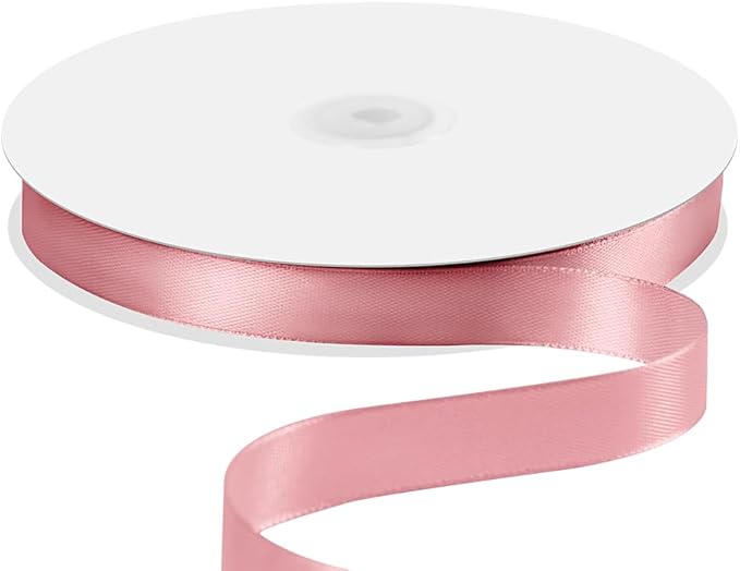 5/8" x 100 Yards Satin Ribbon - Pink Silk Ribbon with Spool - Ideal for Gift Wrapping, Floral Bouquets, Crafts, Wedding Party Decorations, Christmas and Sewing Projects
