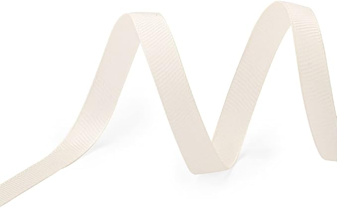 LIUYAXI 3/8" X 50 Yards Solid Ivory/Cream Grosgrain Ribbon, Perfect for Crafts, Wedding Decor, DIY Hair Accessories, Sewing, Gift Package Wrapping and More