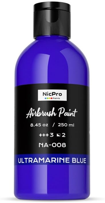 Nicpro Blue Large Airbrush Paint (8.45 oz, 250 ml) Ready to Spray Opaque Water-Based Acrylic Air Brush Paints for Model, Wood, Canvas, Metal, Plastic, Leather, for Beginners & Artists