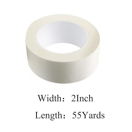 2 Inch Wide Masking Tape, General Purpose Beige White Painters Tape for Home, Office, School Stationery, DIY Art, Crafts, Labeling (2 Inch X 55 Yard，2 Rolls)
