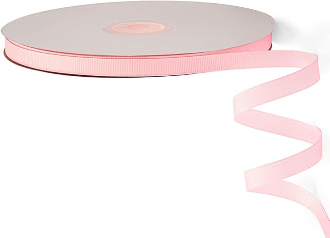 LIUYAXI 1/4" X 50 Yards Solid Pink Grosgrain Ribbon, Perfect for Crafts, Wedding Decor, DIY Hair Accessories, Sewing, Gift Package Wrapping and More