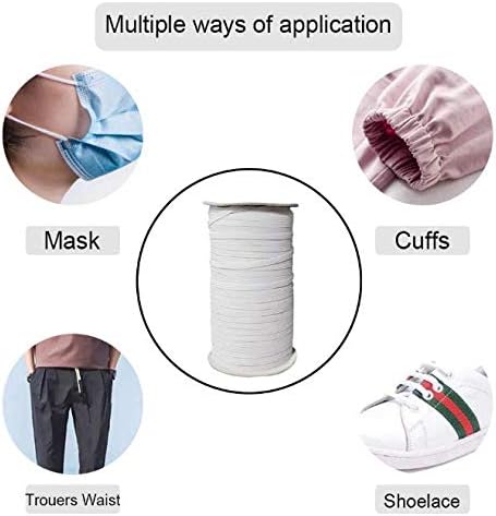 YZYANZI White Elastic Bands 1/2 Flat Elastic Cord Stretch Strap - 12mm 144 Yds Roll of Elastic Straps Braided Elastic Band for Sewing and Elastic Crafting