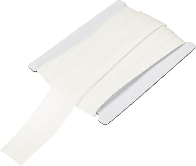 MECCANIXITY 1 Inch Double Fold Bias Tape Continuous Bulk Cotton Bias Tape for Sewing Seaming Quilting Hemming Binding Crafts (Light White 6 Yards)