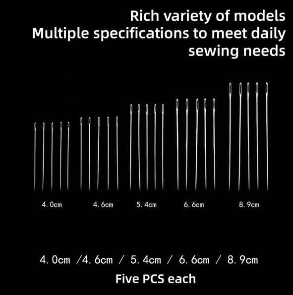 34 PCS Big Eye Steel Needles Set,Sewing Kit,Big Eye Steel Sewing Needles Kit,Long & Thin Handmade Quilting & Sewing Needles Kit for DIY Sewing Projects