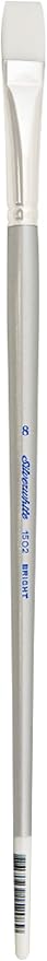 Silver Brush Limited 1502-8 Silverwhite Bright Paintbrush for Watercolor, Gouache, Inks, Dyes, Fluid, & Flow Acrylic, Size 8, Long Handle