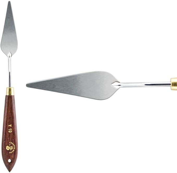 Creative Mark Stainless Steel Palette Knife Painting Tools - Paint Palette with Wooden Handle - Variety of Shapes and Sizes - 19T, 2-3/4 in