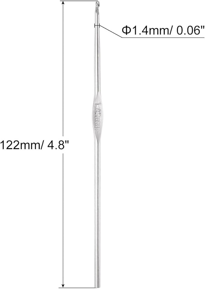 uxcell Stainless Steel Crochet Hook 1.4mm US Size 9 Knitting Needles for DIY Craft Yarn 10Pcs