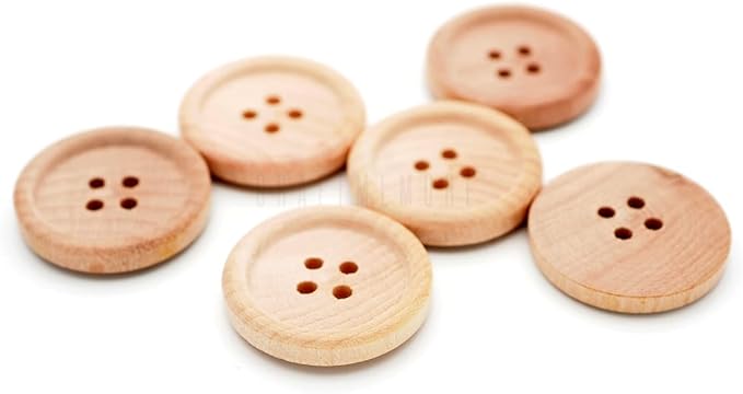 CRAFTMEMORE Wood Buttons 4 Holes Round Wooden Button for Garment Sewing DIY Crafts B08 (13mm, Lt.Brown 12pcs)