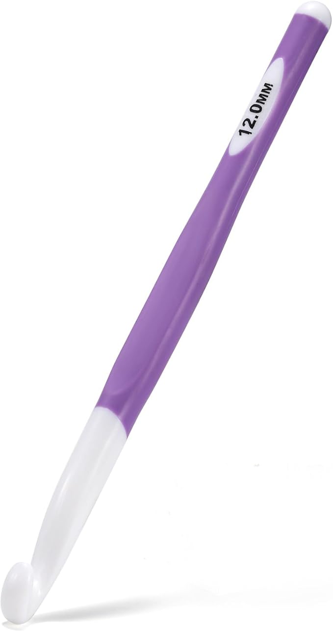 12mm Large Crochet Hook,Ergonomic Crochet Needle for Arthritic Hands, Extra Long Rubber Handle Crochet Hooks for Knitting Sweaters, Shawls and Carpets