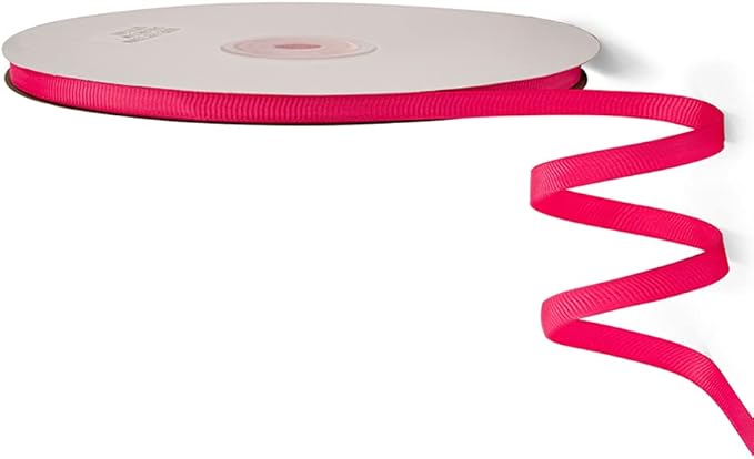 LIUYAXI 1/4" X 50 Yards Solid Hot Pink Grosgrain Ribbon, Perfect for Crafts, Wedding Decor, DIY Hair Accessories, Sewing, Gift Package Wrapping and More