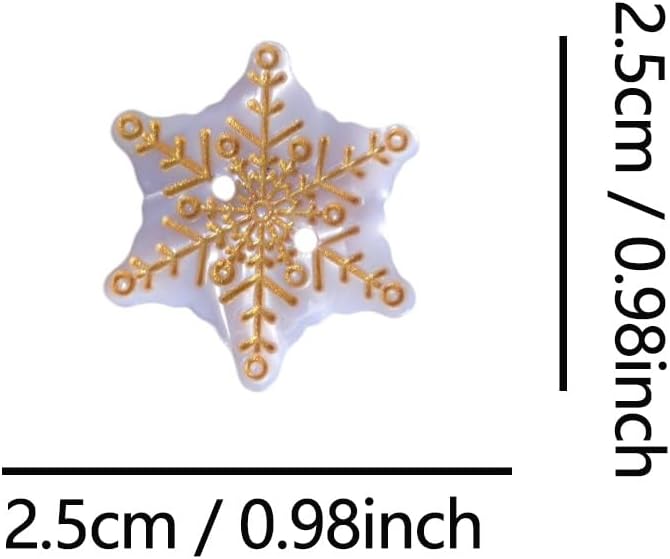 White Snowflake Shaped Buttons for Crafts,Acetate Button for Clothes,Cute Buttons for Sewing,Button Bulk,Pack of 6
