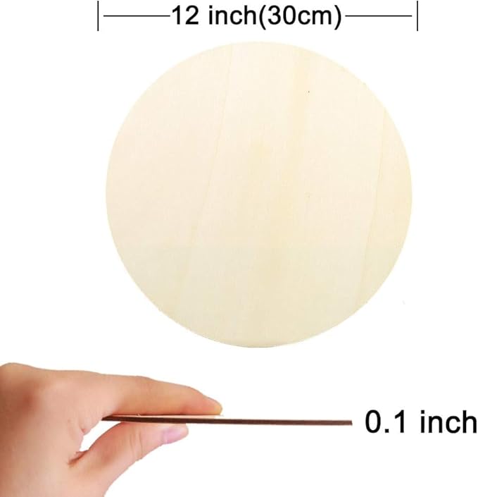 22 Pieces 12" Inch Round Wood Discs for Crafts, Unfinished Wood Circles Wood Rounds Wooden Cutouts for Crafts, Door Hanger, Door Design and Wedding Decorations…