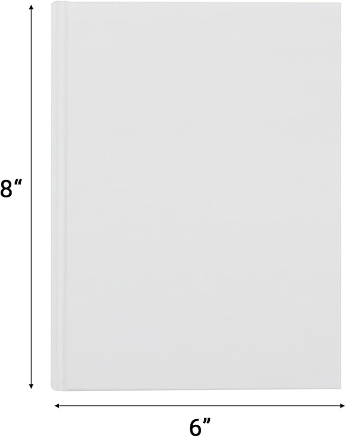 6 Pack White Hardcover Blank Book 6x8 inch, Hardcover Blank Book for Students to Write Stories, Draw Sketch Journal（White，22 Sheets/ 44 Pages Each）