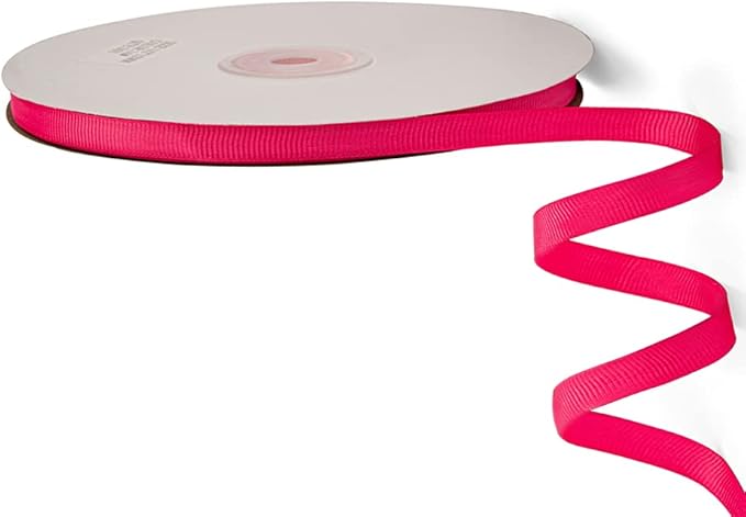 LIUYAXI 3/8" X 50 Yards Solid Hot Pink Grosgrain Ribbon, Perfect for Crafts, Wedding Decor, DIY Hair Accessories, Sewing, Gift Package Wrapping and More