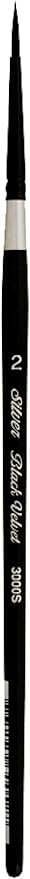 Silver Brush Limited 3000S-2 Black Velvet Round Paintbrush for Watercolor, Gouache, Inks, & Dyes, Size 2, Short Handle