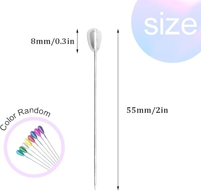 150 Pieces Colorful Pearl Head Pins Corsage Pins 55mm/2.17in Sewing Pins Straight Pin Wedding Bouquet Pin for DIY Decoration Craft and Sewing Project (55mm/SDC)