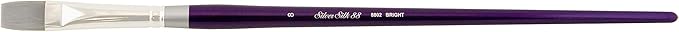 Silver Brush Limited 8802-8 Silver Silk 88 Bright Paintbrush for Acrylic, Watercolor, Gouache, Inks, & Dyes, Size 8, Long Handle