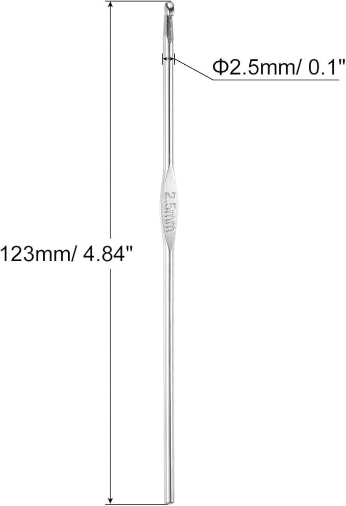 uxcell Stainless Steel Crochet Hook 2.5mm Knitting Needles for DIY Craft Yarn 10Pcs