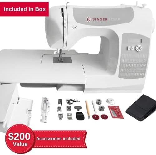 SINGER C5200 Computerized Sewing & Quilting Machine with Extension Table & Accessory Kit | 180 Stitch Applications, Touch Button Stitch Selection, LCD Screen, Full Metal Frame & 1-step Buttonhole