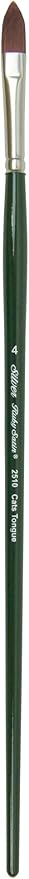 Silver Brush Limited 2510-4 Ruby Satin Cats Tongue Paintbrush for Oil, Acrylic, and Heavy Body Paints, Size 4, Long Handle