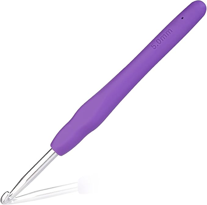 5 mm Crochet Hook, Ergonomic Handle for Arthritic Hands, Extra Long  Knitting Needles for Beginners and Crocheting Yarn (5 mm)