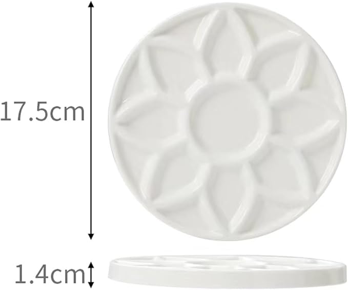 17-Well Paint Palette Porcelain Paint Palette Ceramic Tray Artist Watercolor Mixing Palette for Acrylic Oil Painting, Watercolor, Gouache Painting, Round