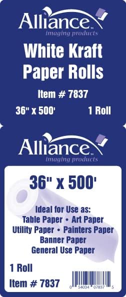 White Kraft Paper Roll for Arts and Crafts 36” x 500’ Ideal for Paints, Wall Art, Easel Paper, Bulletin Board Paper, Gift Wrapping and Kids Crafts - Made in USA