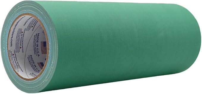 WOD GTC12 Gaffer Tape, Green Low Gloss Finish Film, 12 inch x 60 ft. Residue Free, Non Reflective Cloth Fabric, Secure Cords, Water Resistant, Photography, Filming Backdrop, Production