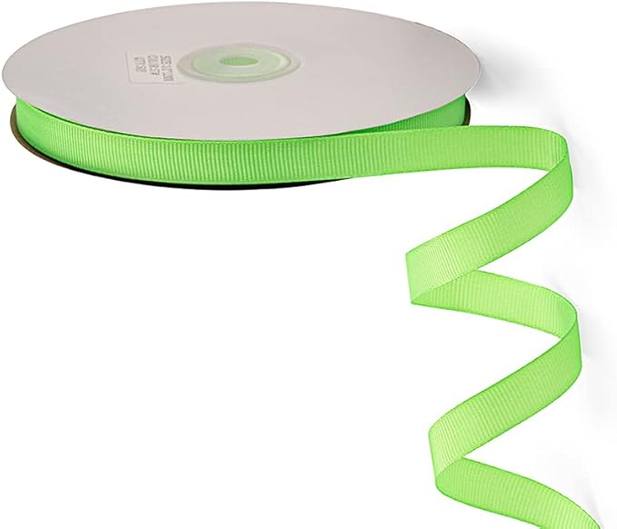 LIUYAXI 1/2" X 50 Yards Solid Apple Green Grosgrain Ribbon, Perfect for Crafts, Wedding Decor, DIY Hair Accessories, Sewing, Gift Package Wrapping and More