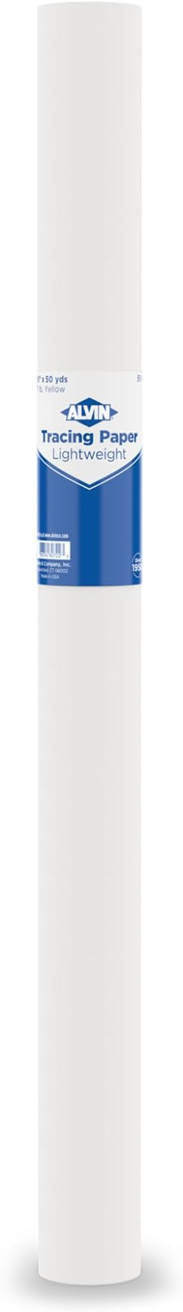 ALVIN 55W-J Lightweight Tracing Paper Roll, White, Suitable with Ink, Charcoal, Felt Tip Pen, for Sketching or Detailing - 24 Inches, 50 Yards, 1-inch Core